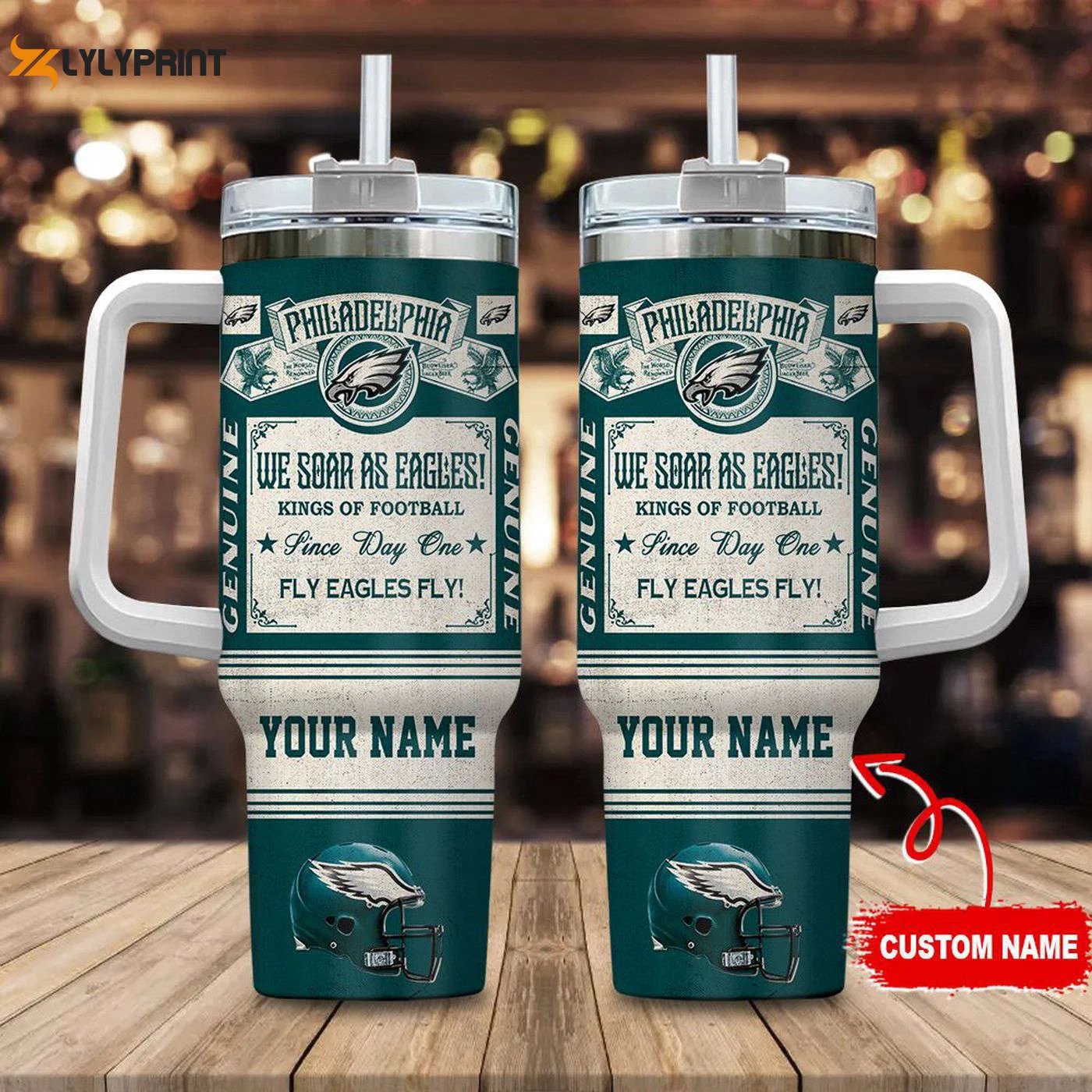 Vintage Philadelphia Eagles Custom Name 40oz Stanley Tumbler - Perfect Gift for Football Fans 0501TB40
