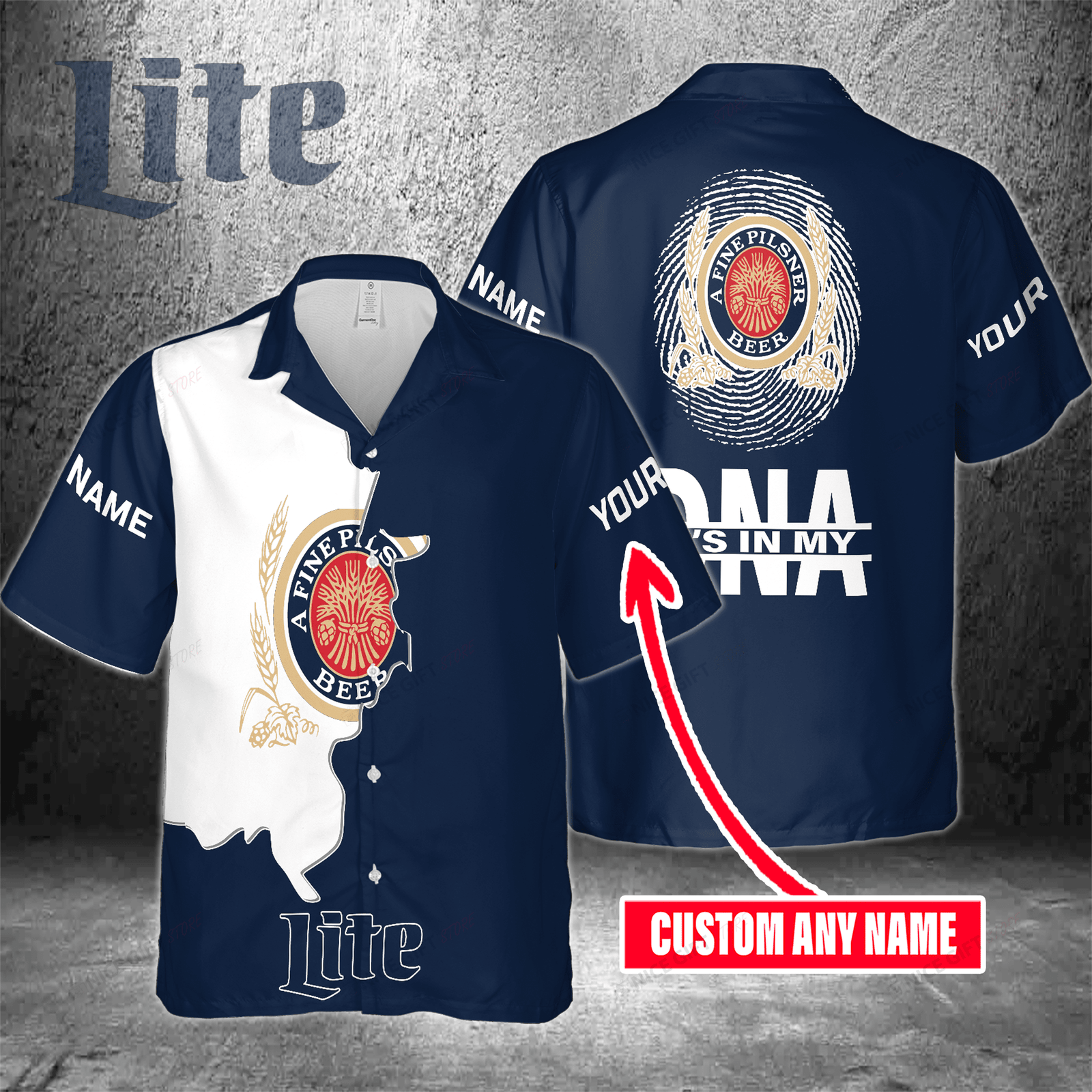 Miller Lite Custom Name It's In My DNA Hawaiian ShirtFor Men And Women HW0601