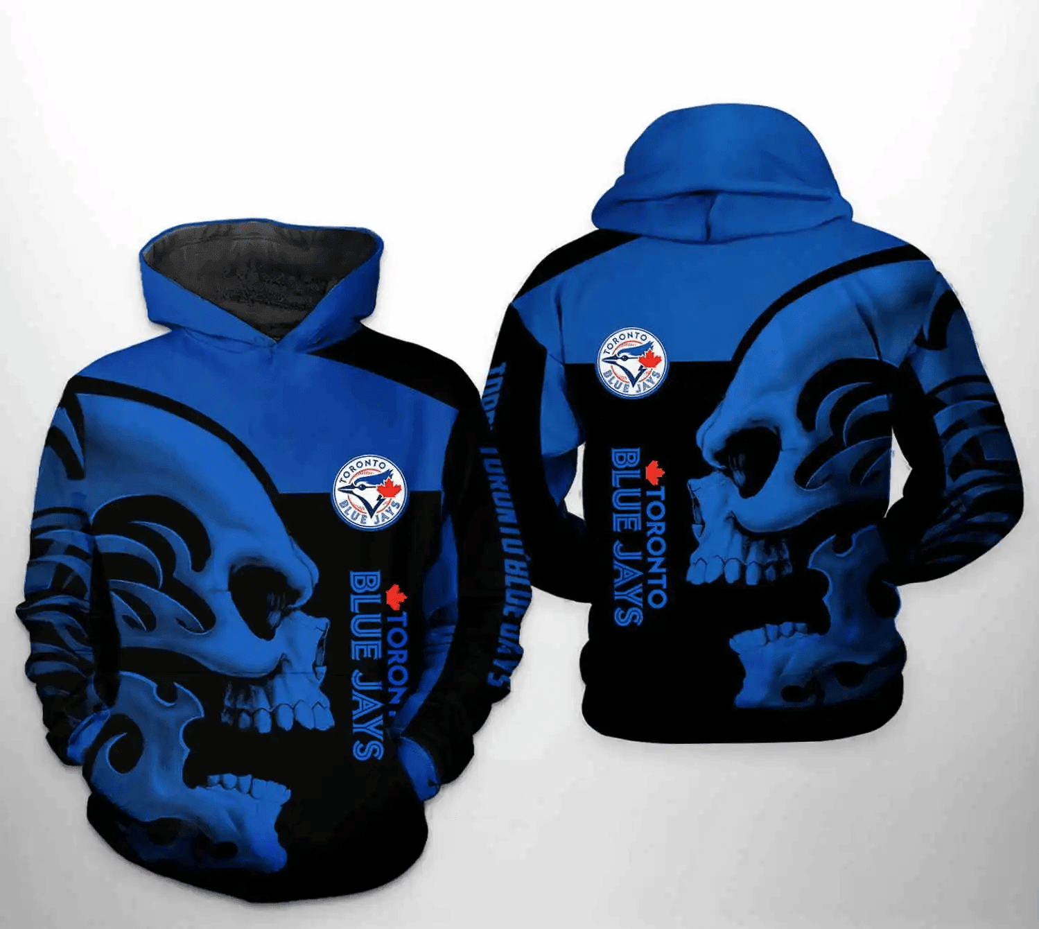 Toronto Blue Jays Skull 3D Hoodie Zipper – Engaging AOP Shirt HZ0501
