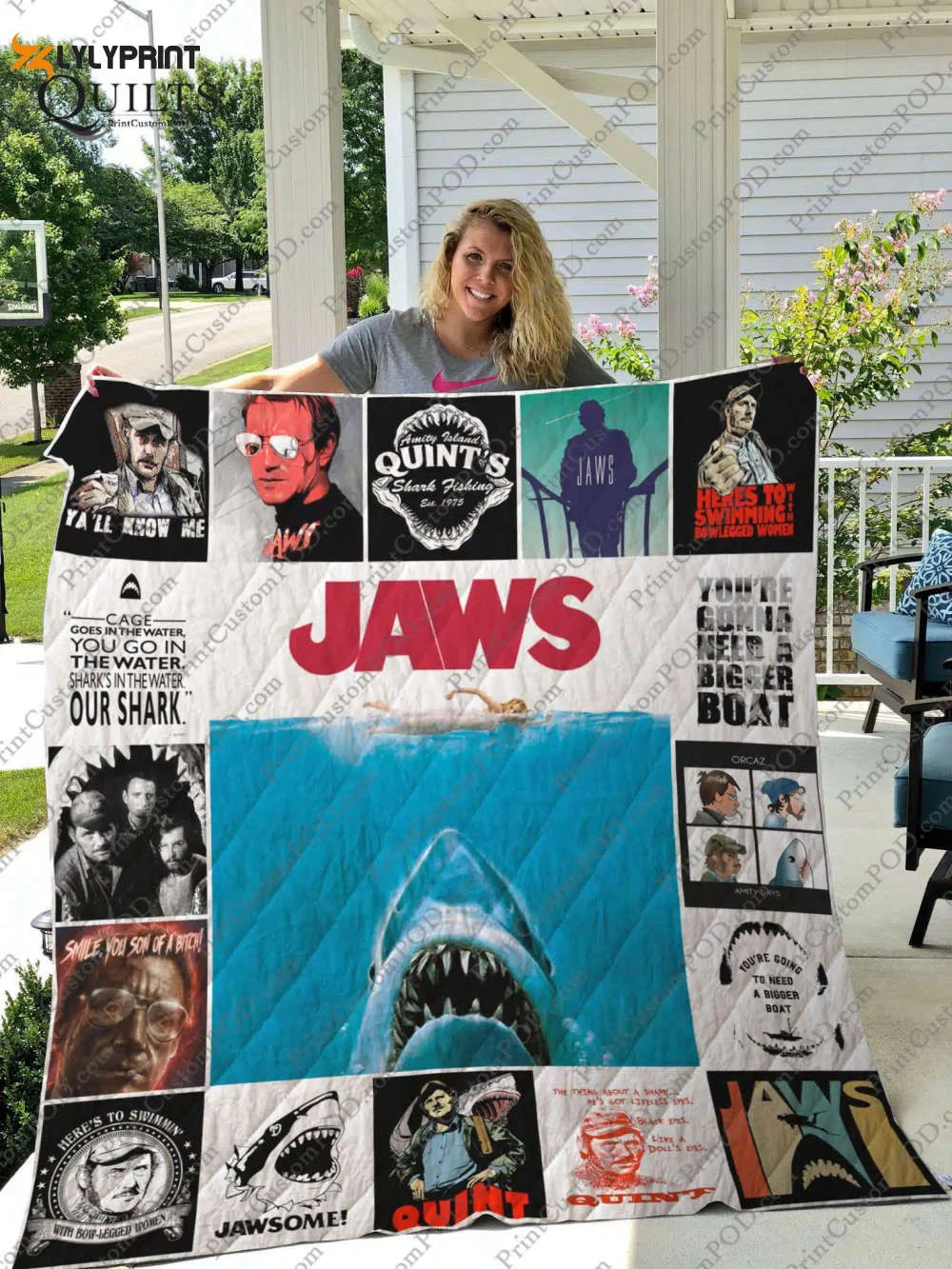 Jaws 1 Quilt Blanket For Fans Home Decor Gift ,  Soft Quilt, King Size, All Season Cozy Quilt QB0901