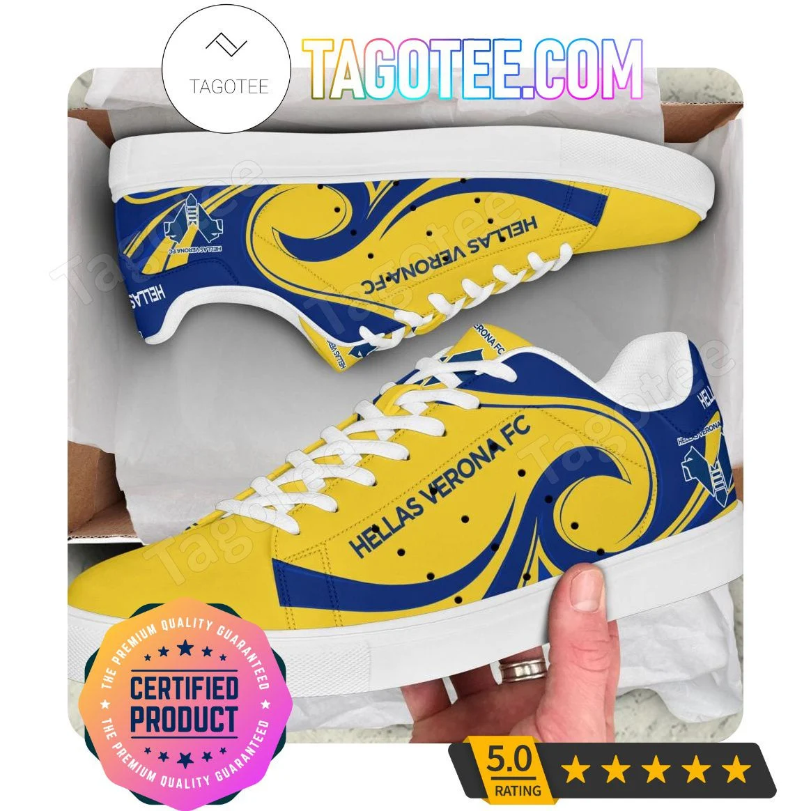 Hellas Verona FC Yellow Blue Style Stan Smith Shoes , Trendy Style Sneakers ST0801