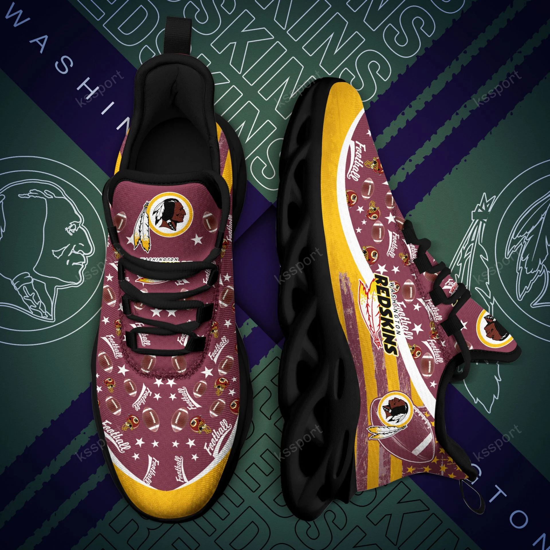 NFL Washington Redskins Brown Logo Edition Max Soul Shoes Men and Women MS0601
