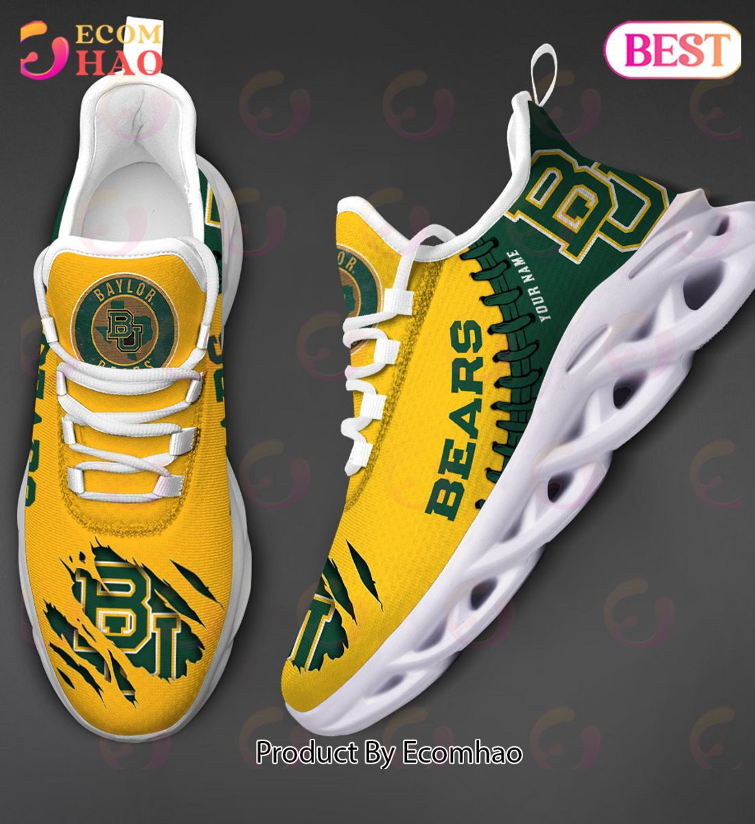 Baylor Bears Max Soul Shoes Custom Name  Unisex sneakers MS0601