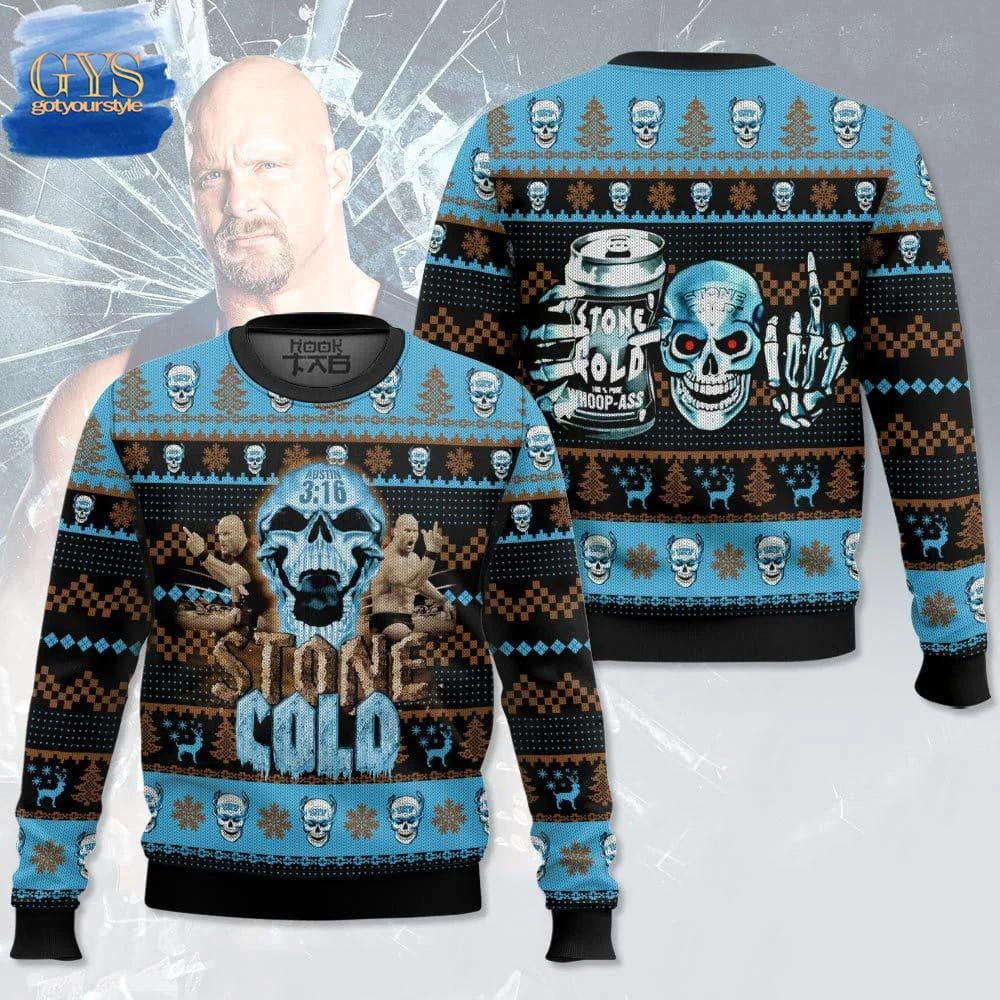 Stone Cold WWE Ugly Sweater , Cozy Soft Unisex Pullover SW0601