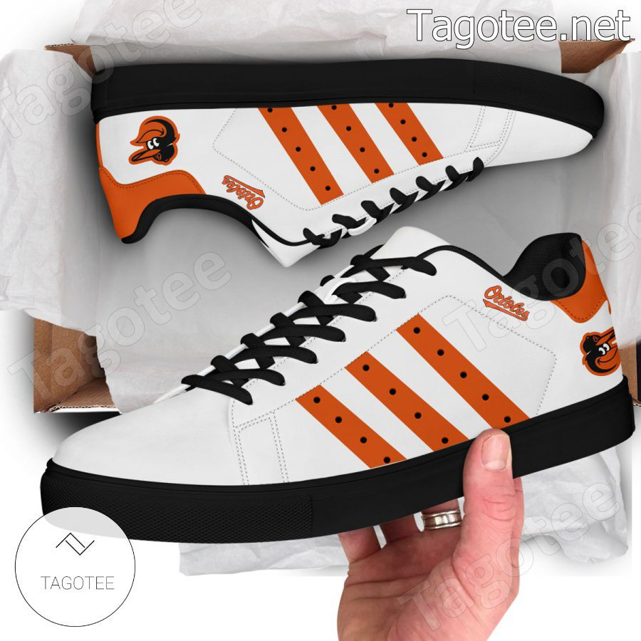 MLB Baltimore Orioles White Orange Stripes Stan Smith Shoes , Trendy Style Sneakers ST0801