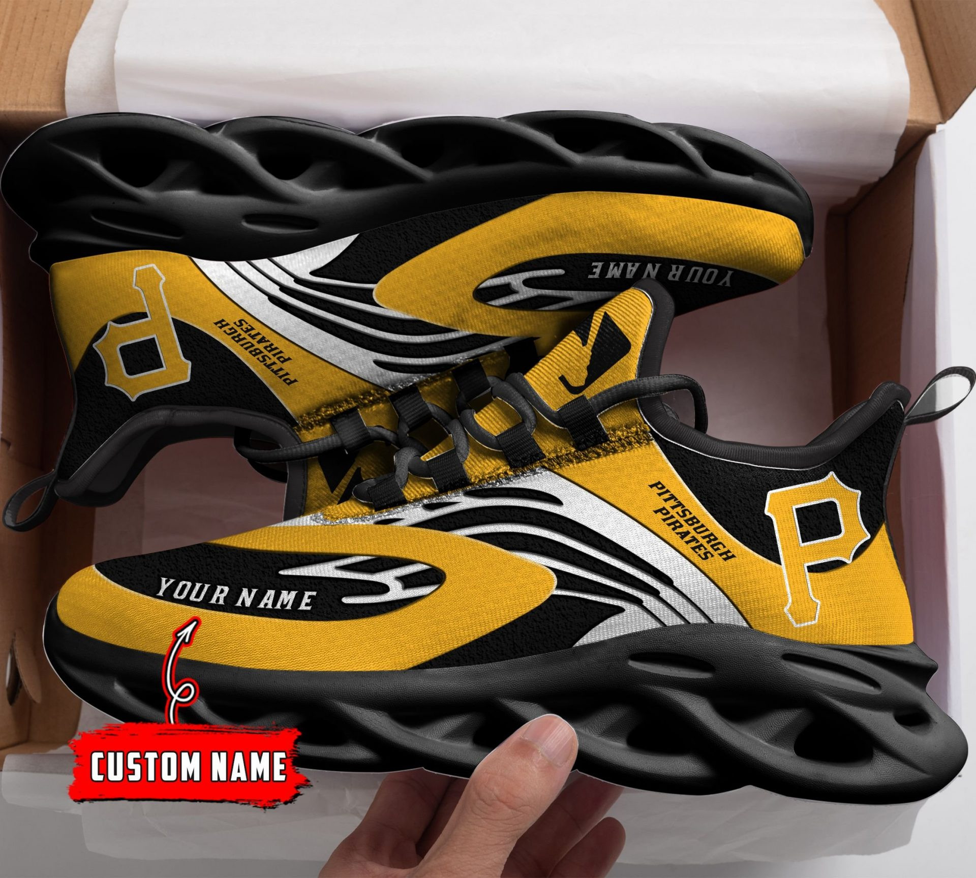 Custom MLB Pittsburgh Pirates Custom Name Max Soul Shoes V6 Men Women MS0601
