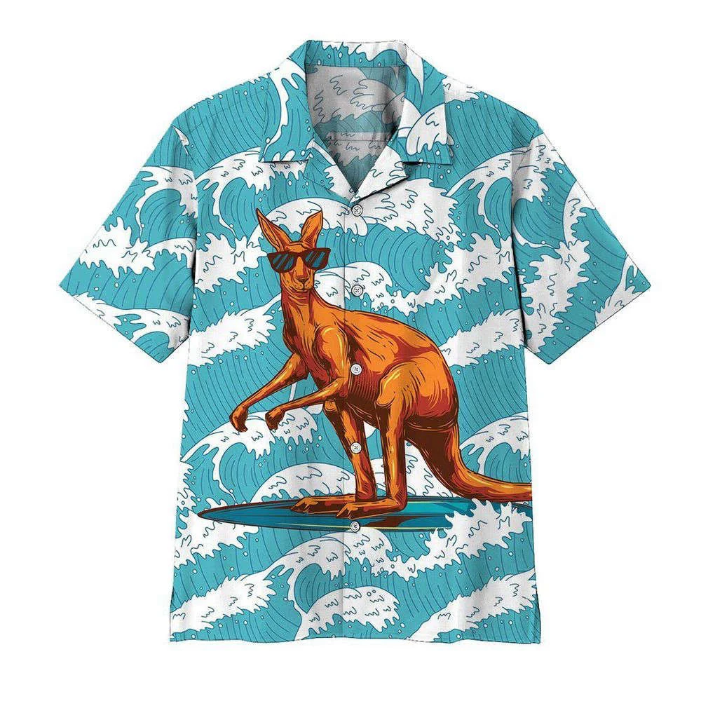 Surfing Kangaroo Custom Hawaiian Shirt, Gift For Men And Women HW0601