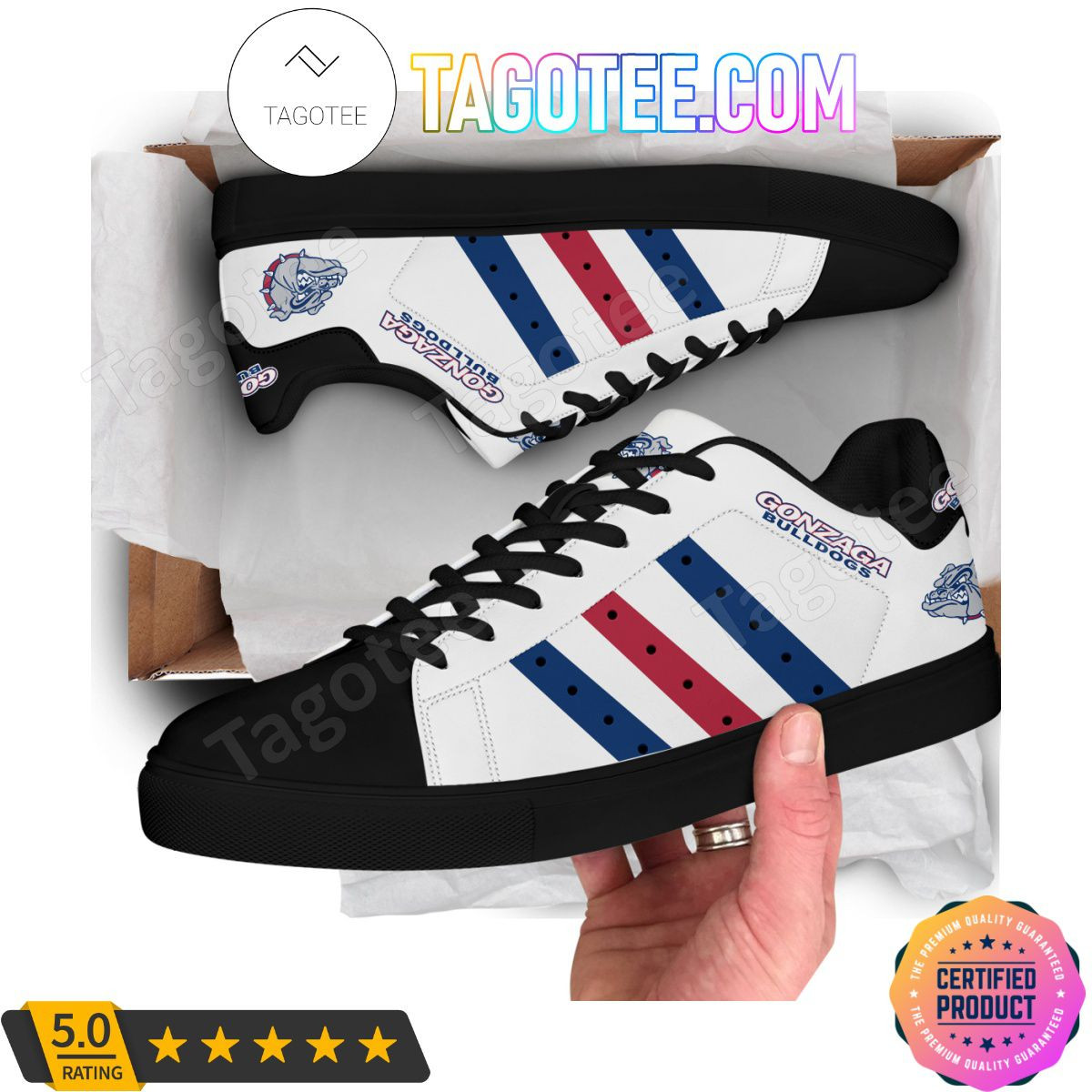 Custom NCAA Gonzaga Bulldogs White Style Stan Smith Shoes , Trendy Style Sneakers ST0801