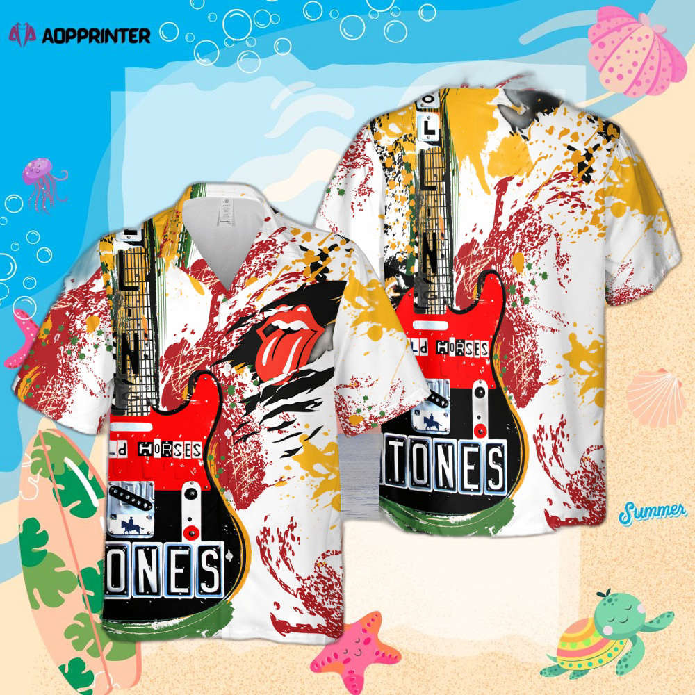 The Rolling Stones Guitar Wild Horses Hawaiian Shirt HW0601