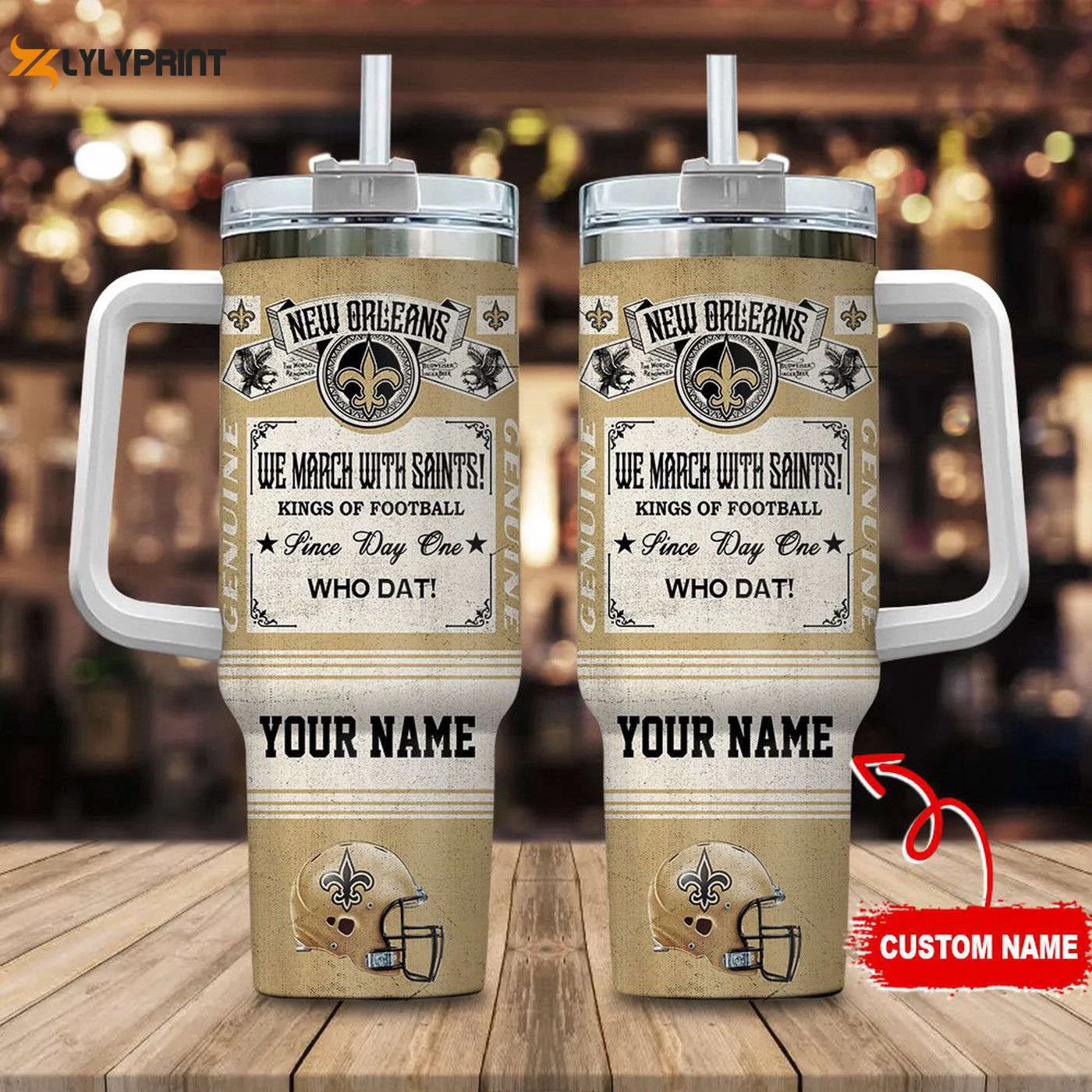 Vintage New Orleans Saints King of Football Custom Name 40oz Stanley Tumbler - Perfect Gift for Fans 0501TB40