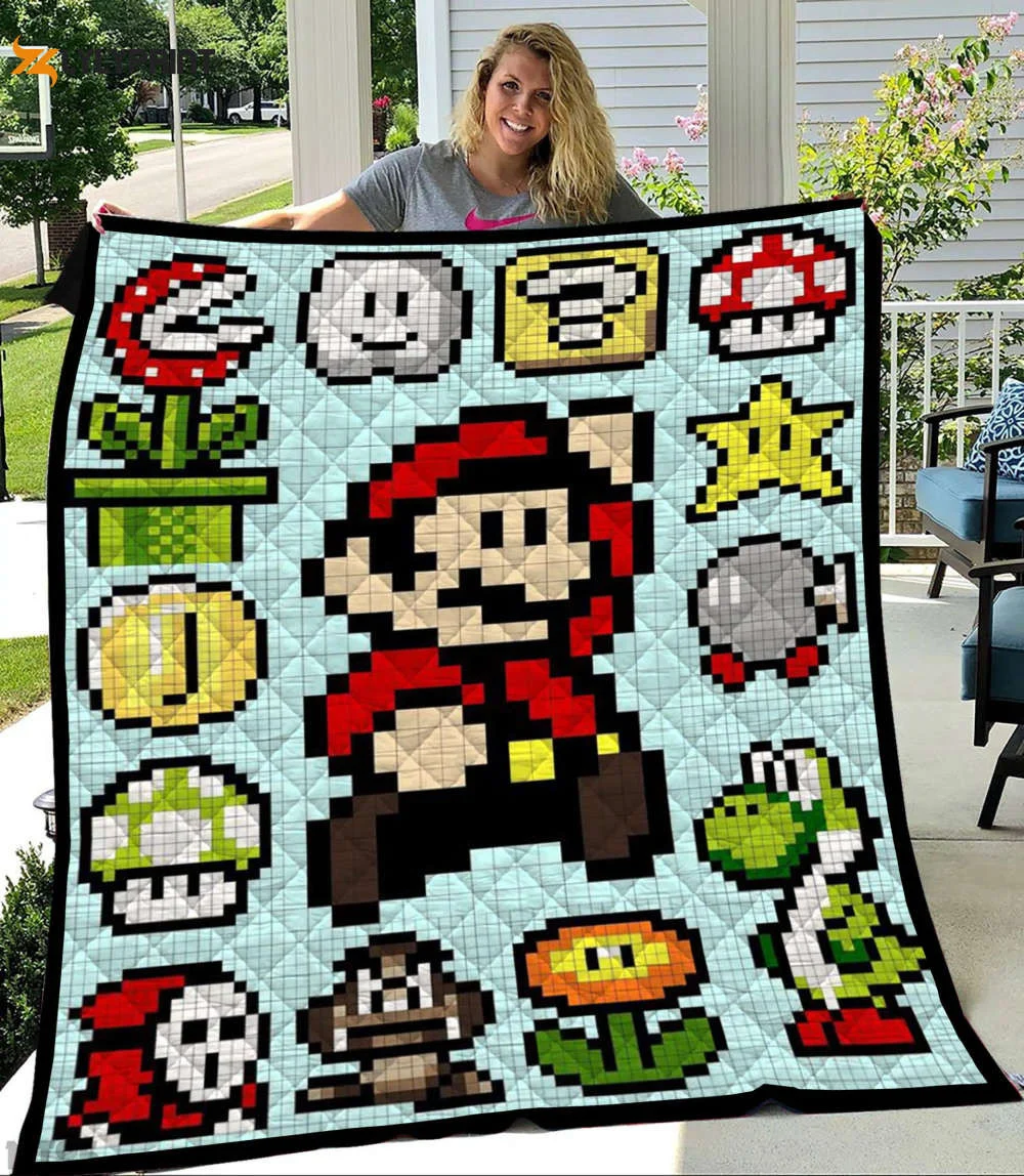 Super Mario Quilt For Fans Home Decor Gift x , Soft Quilt, King Size, All Season Cozy Quilt QB0901