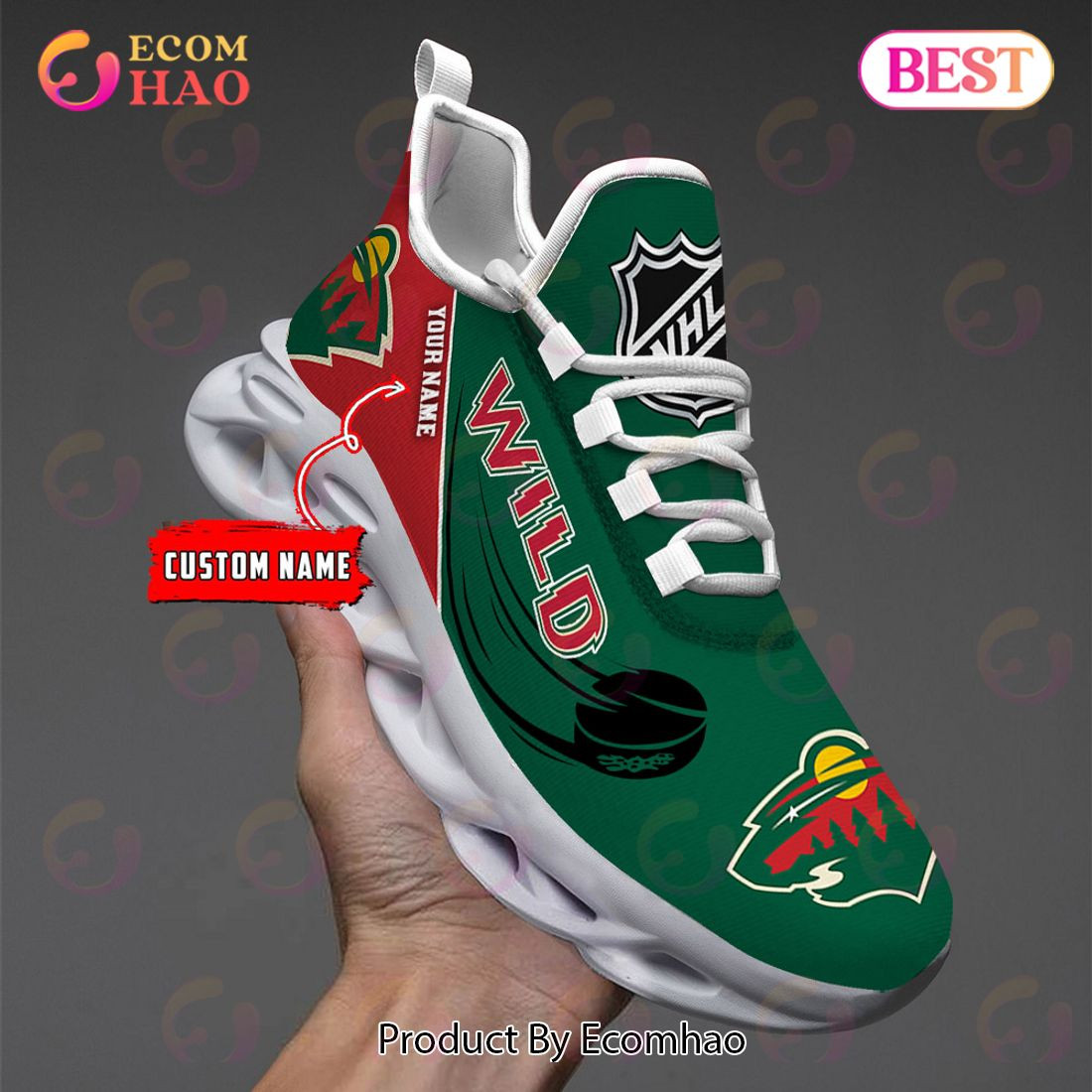 Custom Name Minnesota Wild Max Soul Shoes, Sneakers  Unisex sneakers MS0601