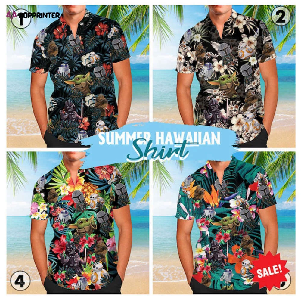 Star Wars Floral Aloha Hawaiian Button Down Shirt HW0601