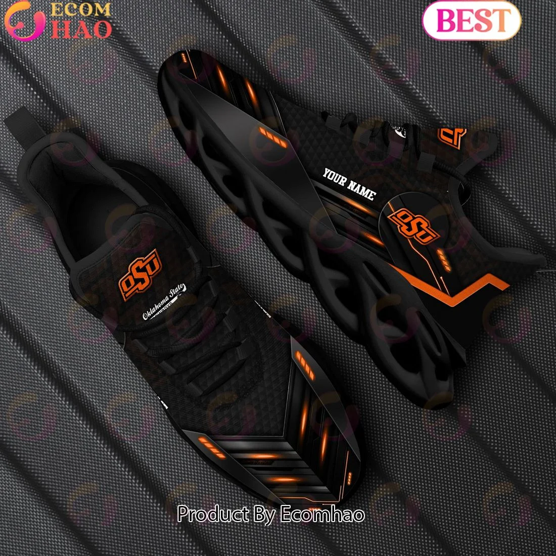 Oklahoma State Cowboys Team Black Clunky Max Soul Shoes Sneakers Custom Your Name  Unisex sneakers MS0601