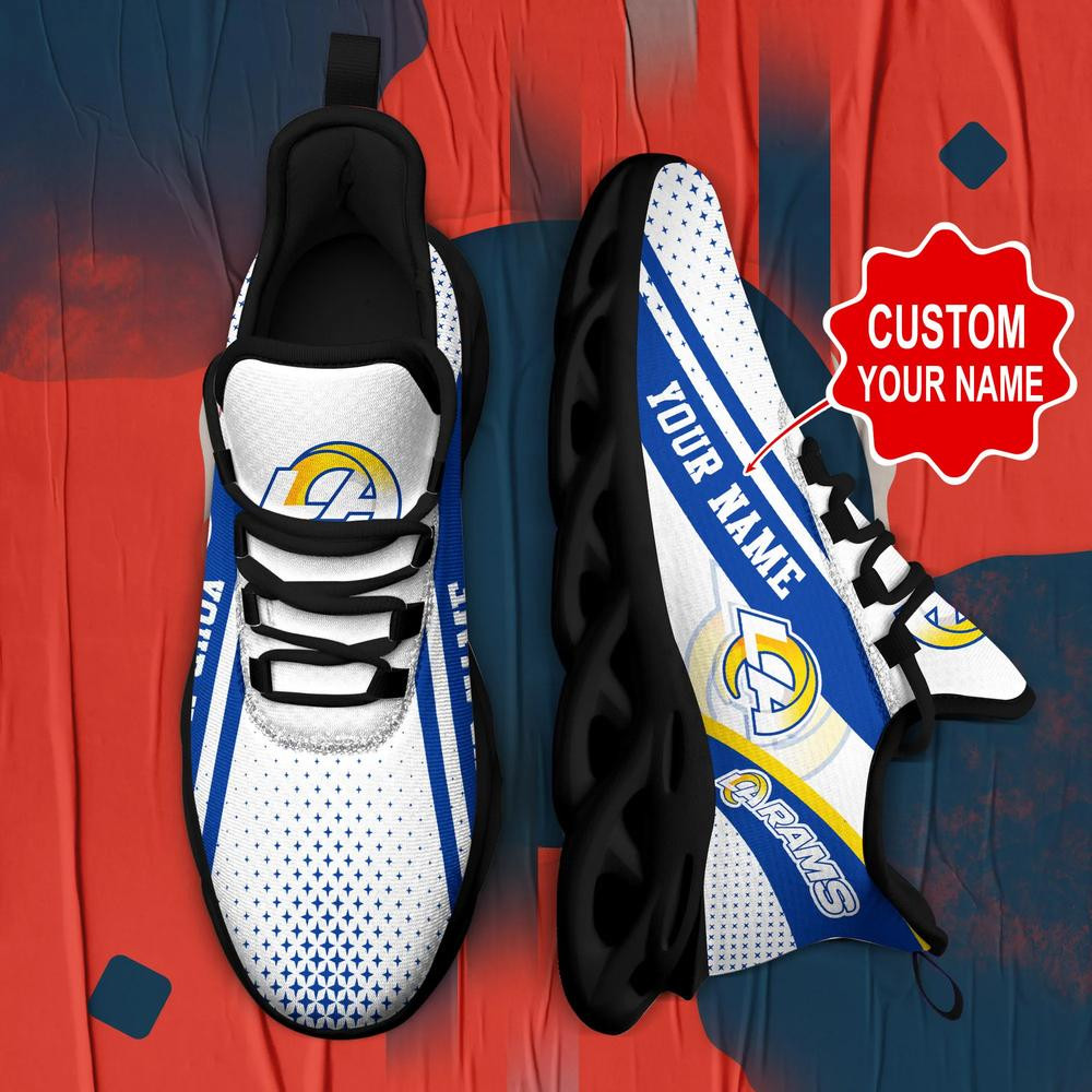 NFL Los Angeles Rams Custom Name White Blue Max Soul Shoes for Men Women MS0601