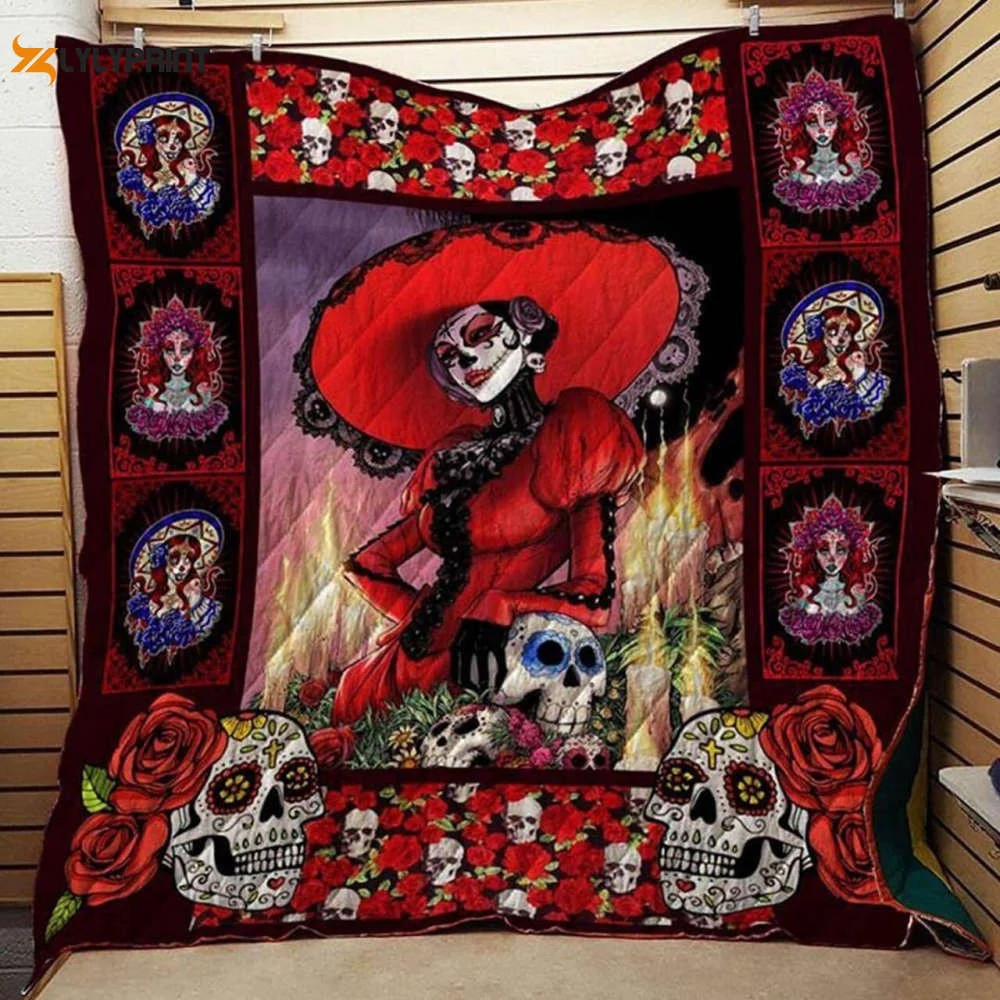 Sugar Skull Meet You Now Chrismas Gift 3D Quilt Blanket For Fans Home Decor Gift ,  Soft Quilt, King Size, All Season Cozy Quilt QB0901