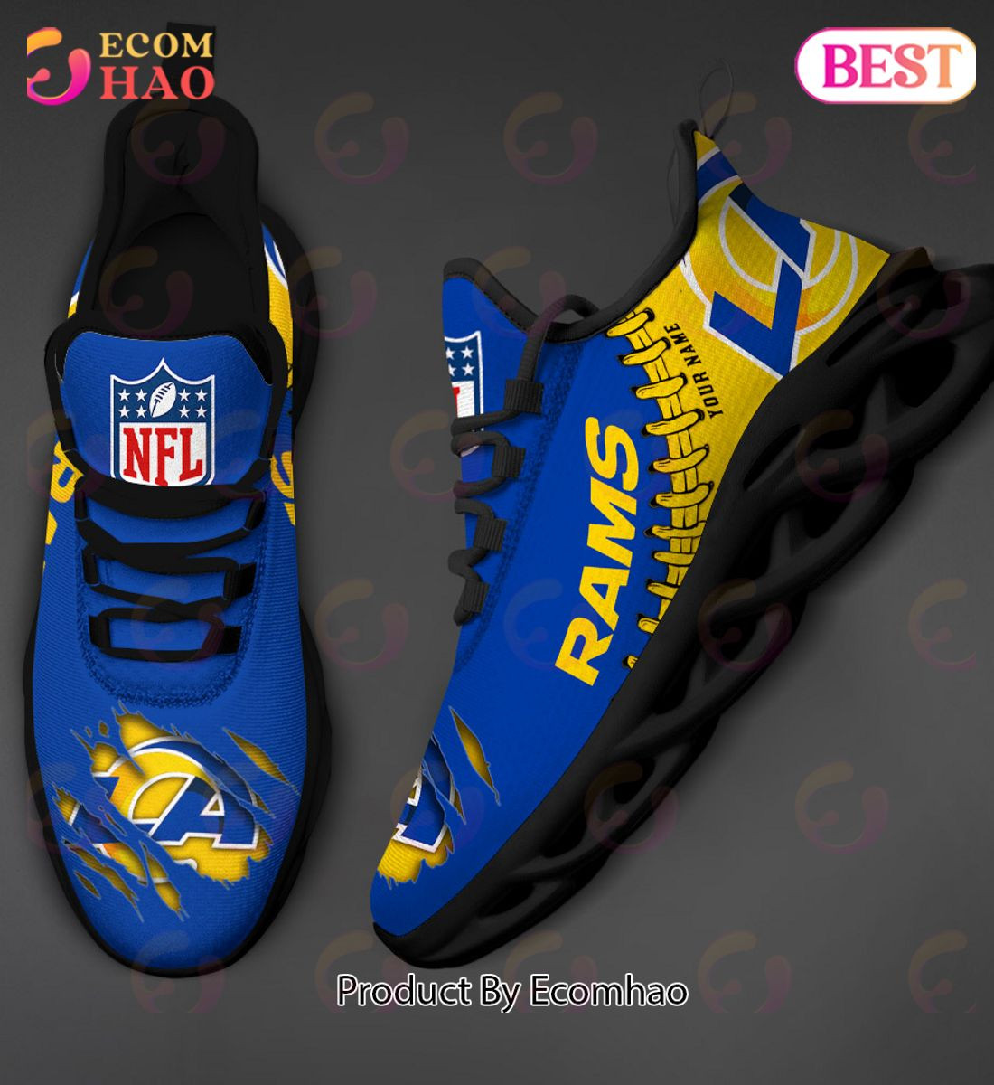 Los Angeles Rams Max Soul Shoes Custom Name  Unisex sneakers MS0601