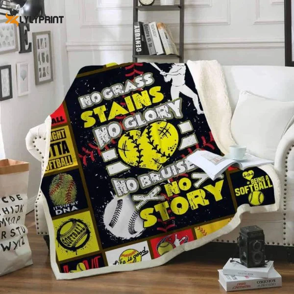 Softball Sherpa 3D Customized Quilt Blanket For Fans Home Decor Gift ,  Soft Quilt, King Size, All Season Cozy Quilt QB0901