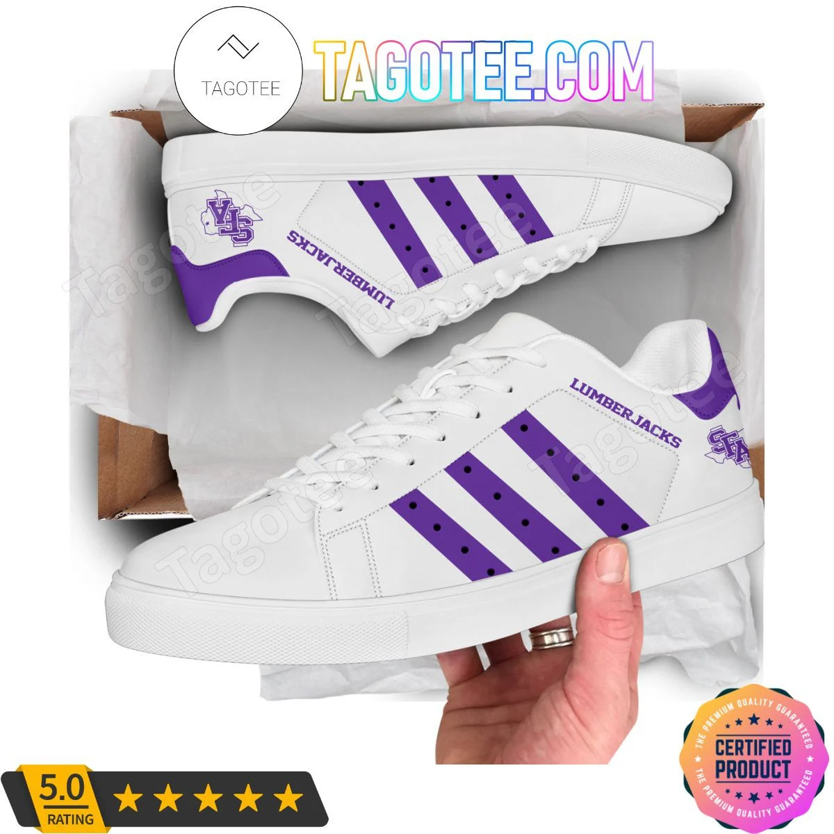 NCAA Stephen F. Austin Lumberjacks White Stan Smith Shoes , Trendy Style Sneakers ST0801