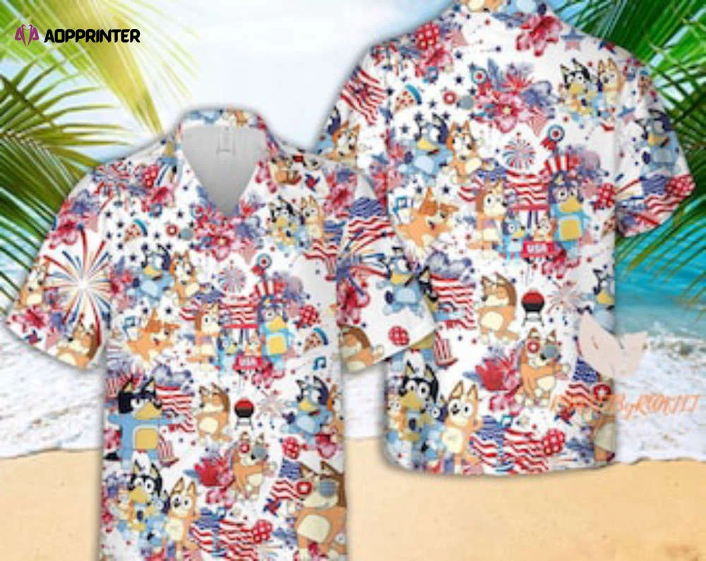 Bluey Bingo Bandit Chilli TV Show Hawaiian Shirt Fathers Gifts HW0601
