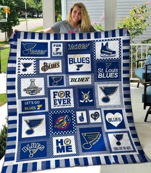 St. Louis Blues Quilt Blanket For Fans Home Decor Gift , Soft Quilt, King Size, All Season Cozy Quilt QB0901