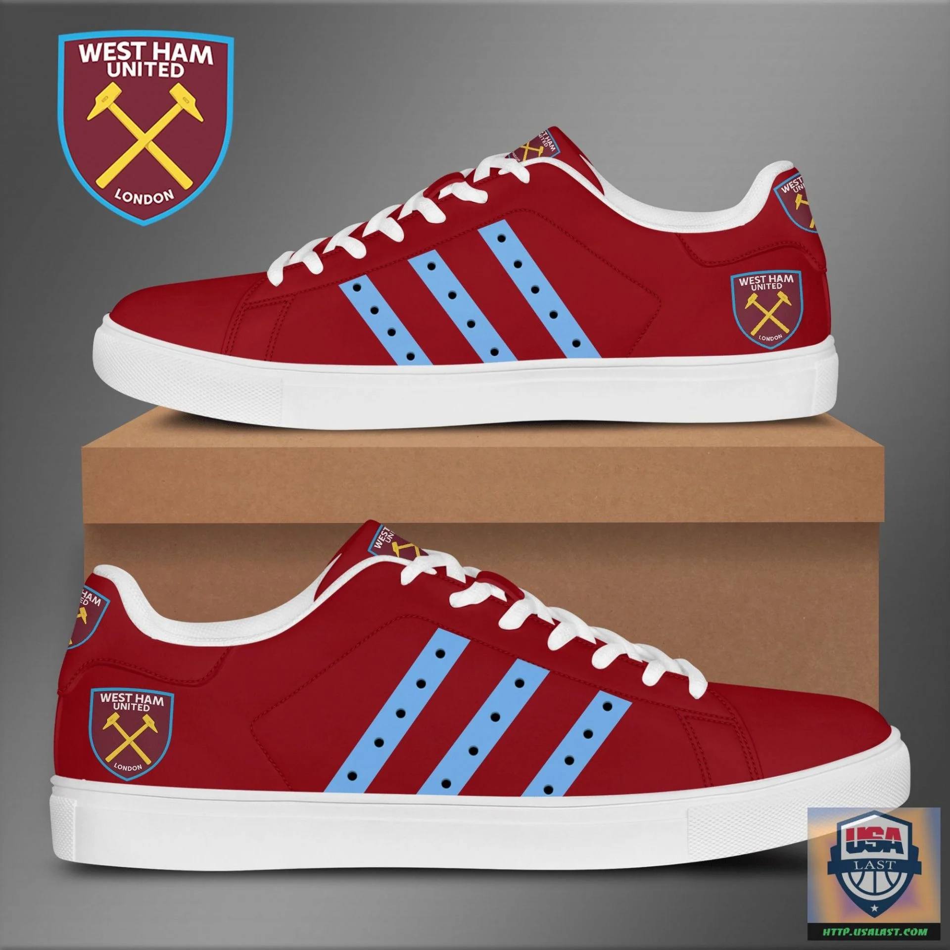 Custom West Ham United FC Red Blue Stan Smith Shoes, Trendy Style Sneakers ST0801