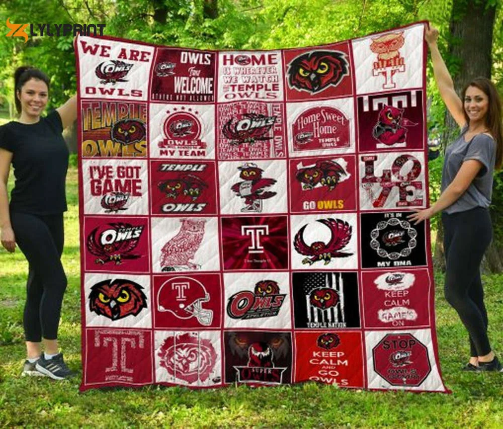 Temple Owls 1 Quilt Blanket For Fans Home Decor Gift , Soft Quilt, King Size, All Season Cozy Quilt QB0901