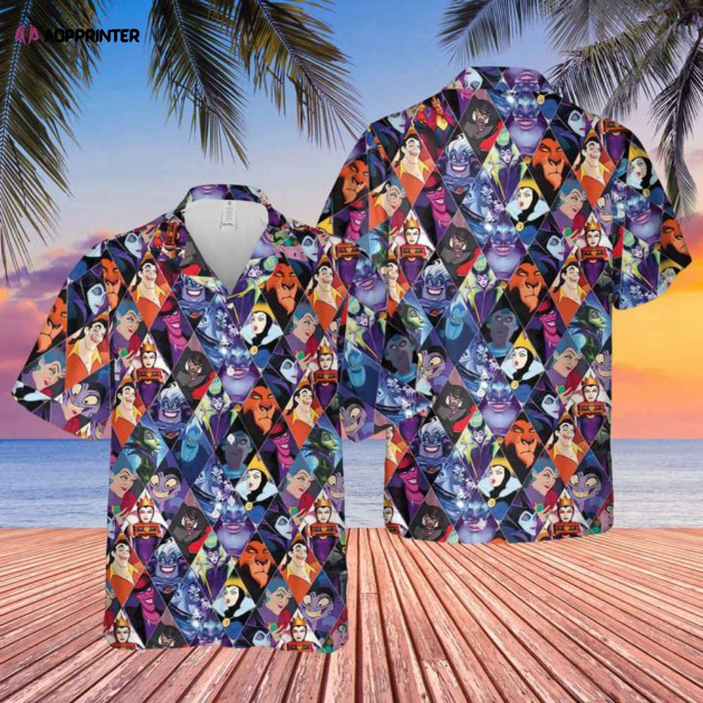 Disney Villain Summer Hawaiian Shirt, Ursula Maleficent Evil Queen Cruella Summer Short Sleeve Button Hawaiian Shirt, Beach Shirts HW0601