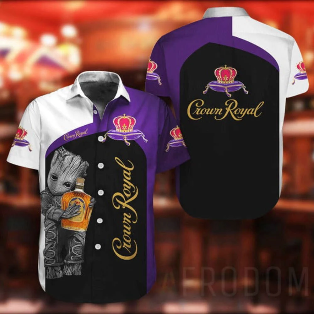 Baby Groot Hub Crown Royal Hawaiian Shirt Summer 2023 HW0601