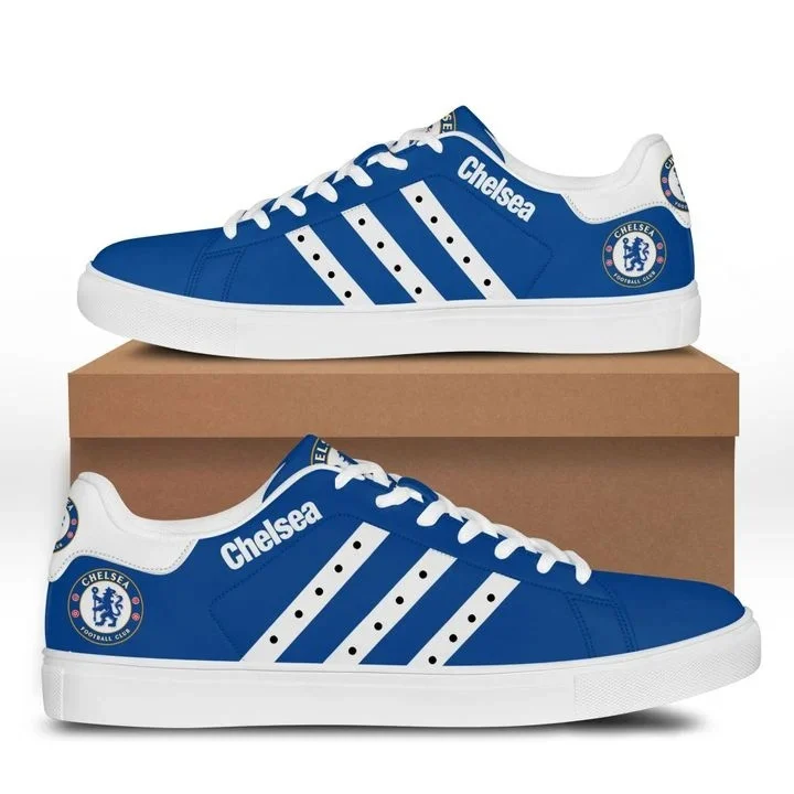 Chelsea FC Blue White Stan Smith Shoes for Ladies Men, Trendy Style Sneakers ST0801
