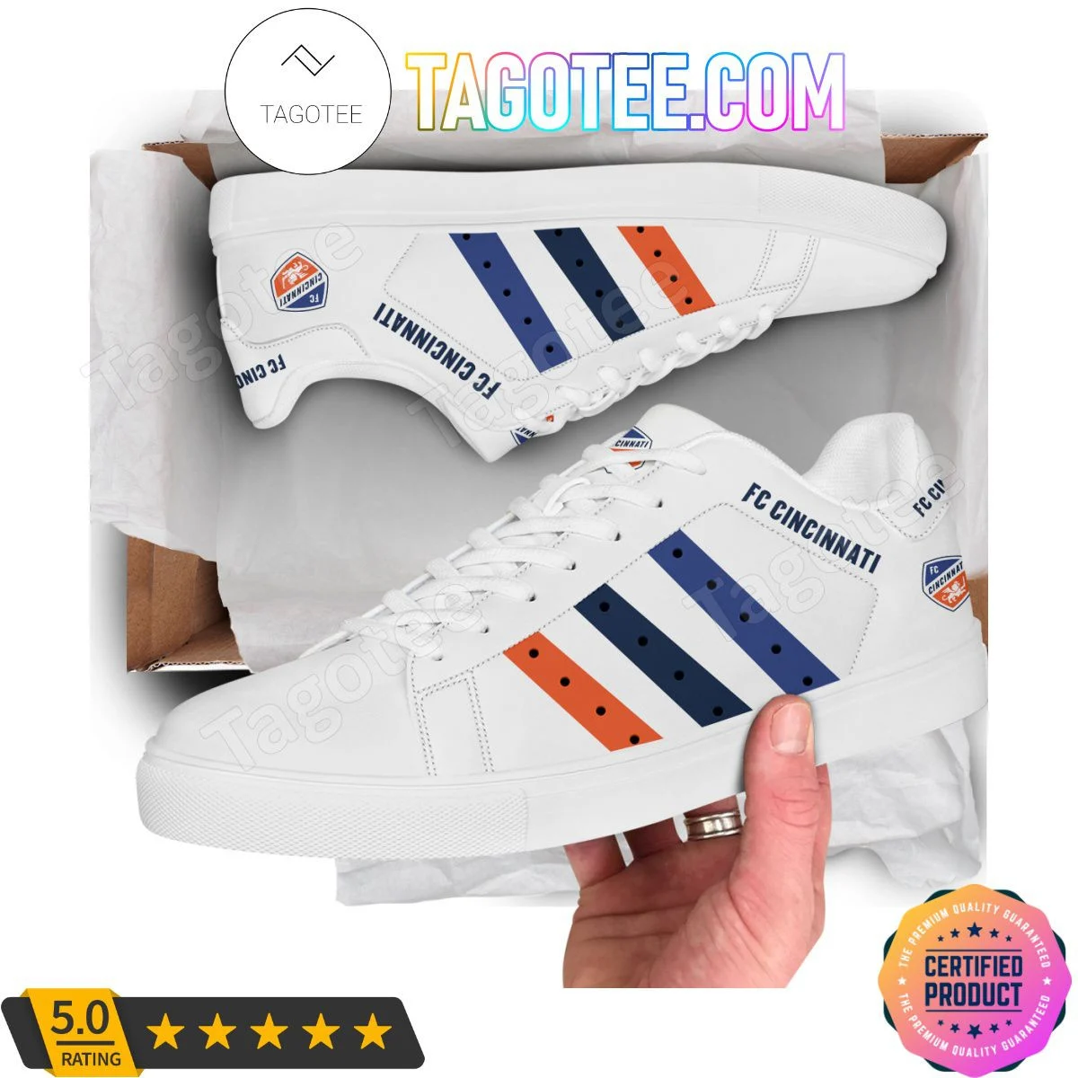 Custom MLS FC Cincinnati White Style Stan Smith Shoes for Men Women, Trendy Style Sneakers ST0801