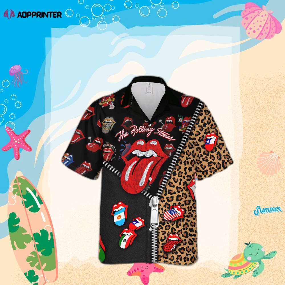 The Rolling Stones Unzipped Pattern Hawaiian Shirt HW0601