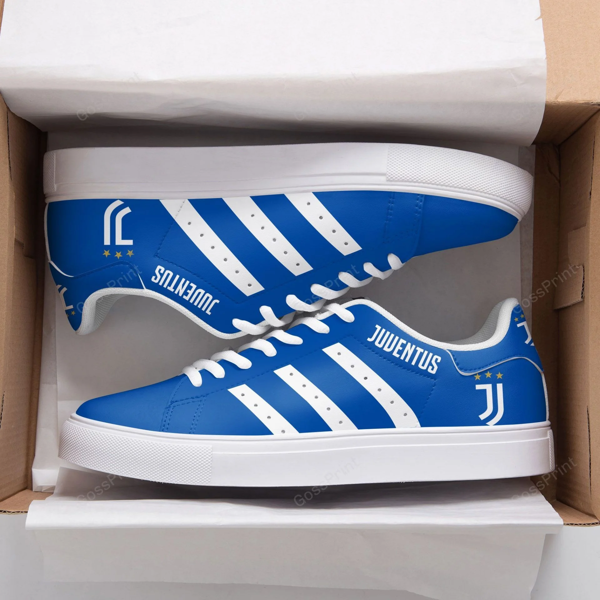 Juventus FC Blue White Stan Smith Shoes Unisex, Trendy Style Sneakers ST0801