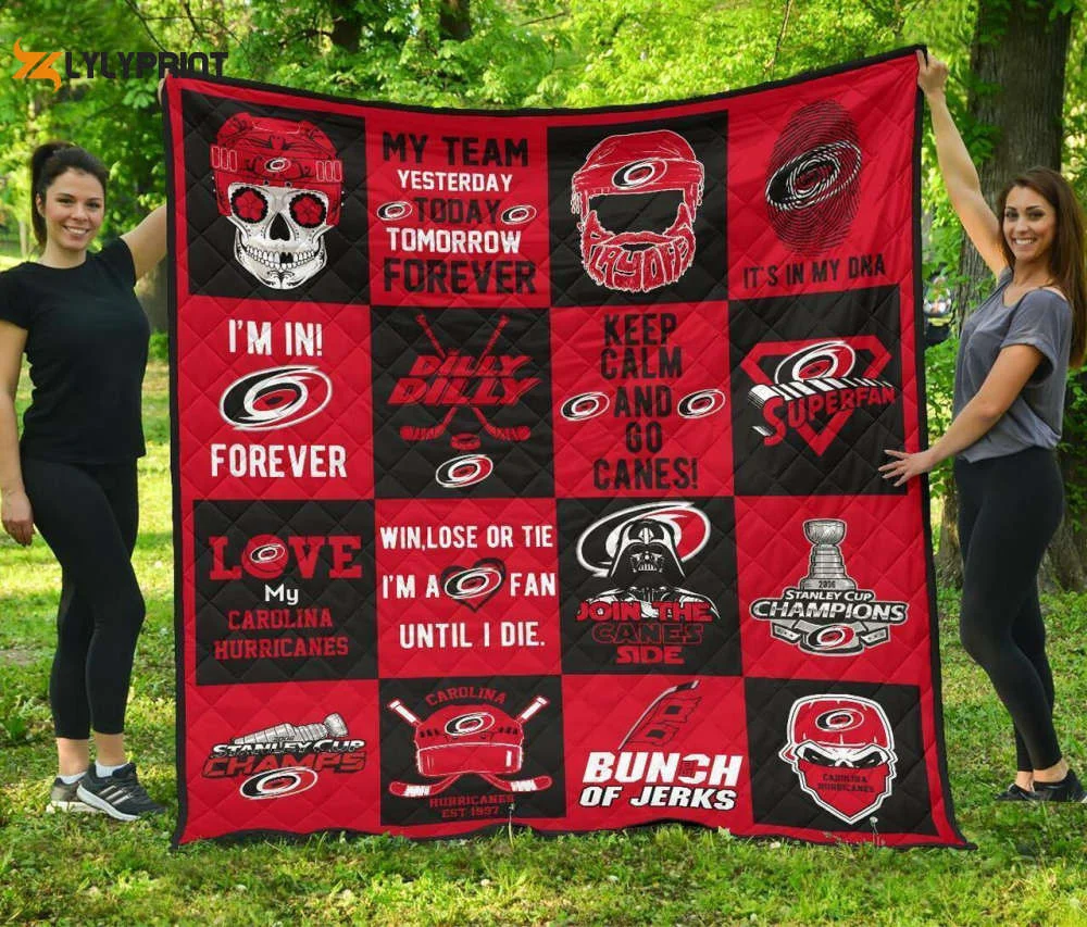 Carolina Hurricanes 2 Quilt Blanket For Fans Home Decor Gift , Soft Quilt, King Size, All Season Cozy Quilt QB0901