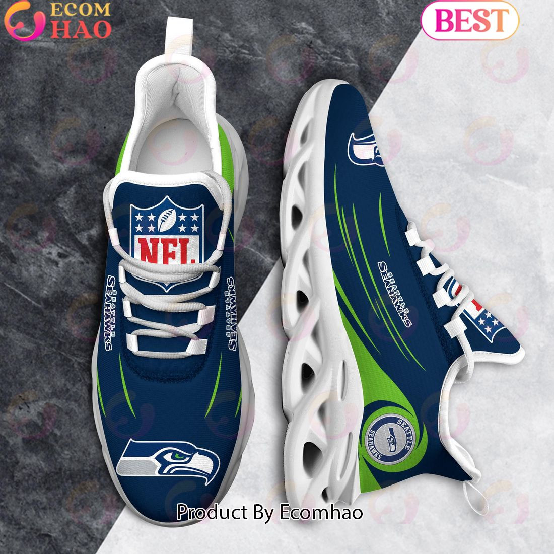 Seattle Seahawks Clunky Sneakers Max Soul Shoes  Unisex sneakers MS0601