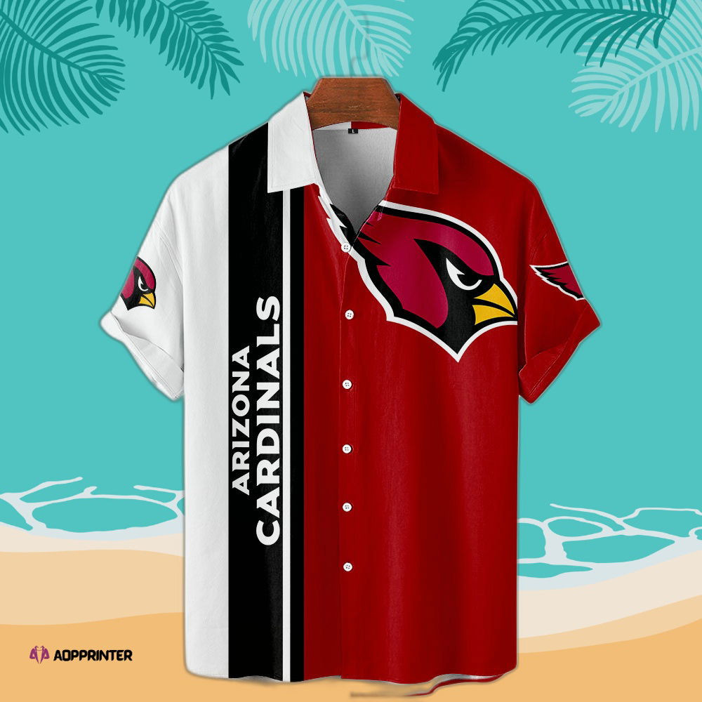 Arizona Cardinals Black Button Hawaiian Shirt White/Red 08 HW0601