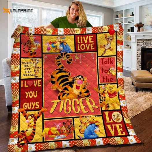 Tigger Winnie the pooh Quilt Blanket For Fans Home Decor Gift i , Soft Quilt, King Size, All Season Cozy Quilt QB0901
