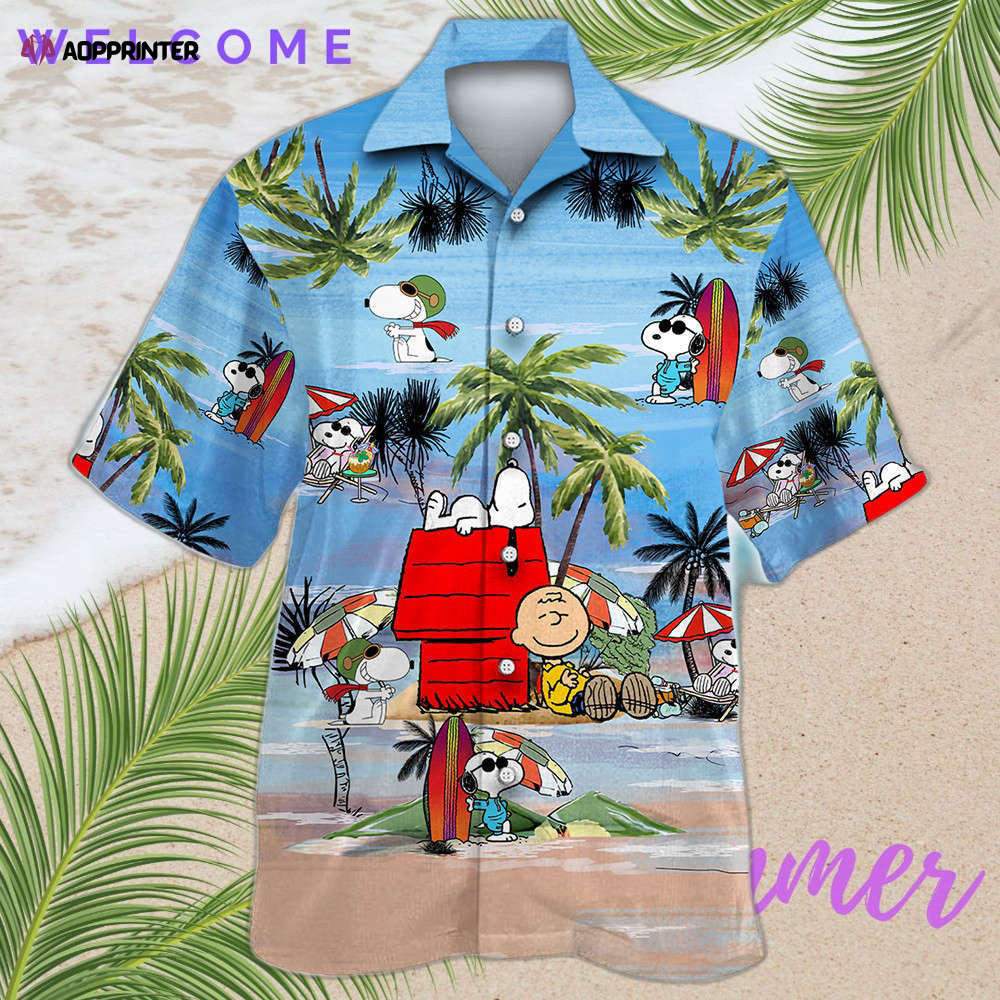 Snoopy Summer Time Hawaiian Shirt Shorts Blue Summer 2023 Hot HW0601