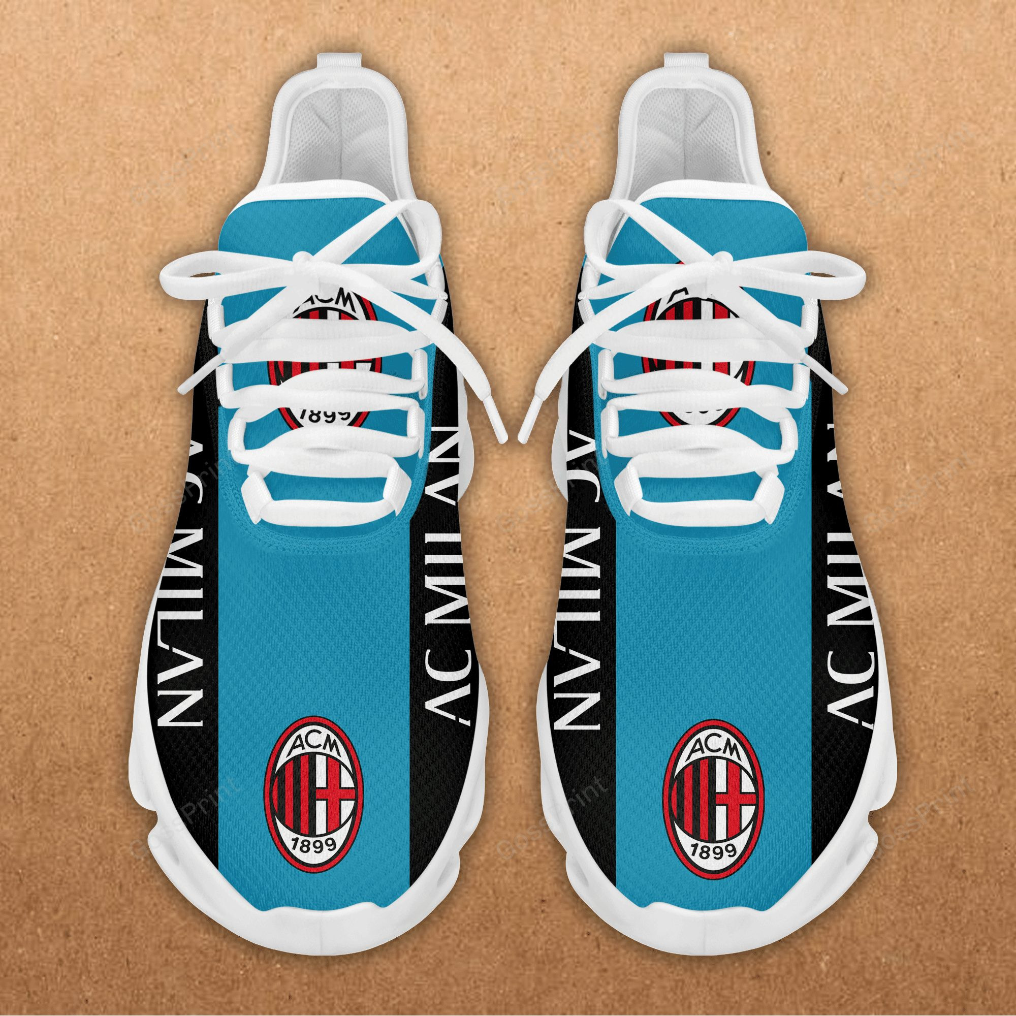 Custom AC Milan Black Blue Line Max Soul Shoes Men Women MS0601