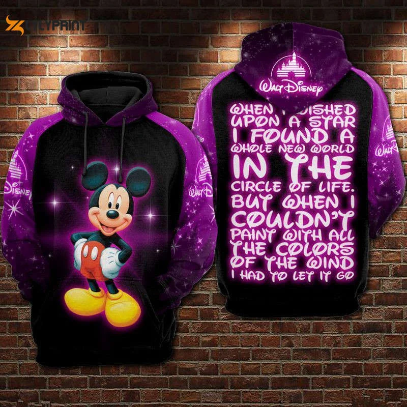 Disney Mickey When I Wish Upon A Star Quote Over Print 3d Hoodie Zip Hoodie 597 HZ0501