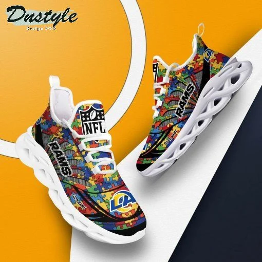 NFL Los Angeles Rams Custom Name Puzzle Max Soul Shoes for Men Women MS0601