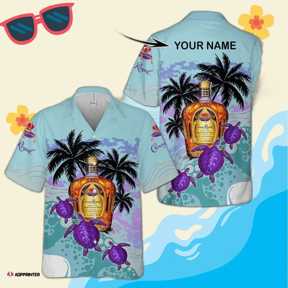 Personalized Crown Royal Turtles Palm Tree Hawaiian Shirt HW0601