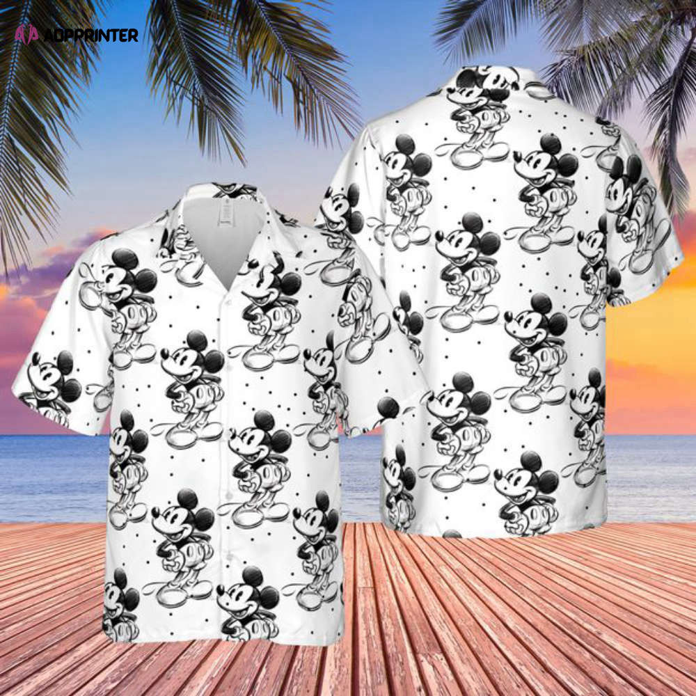 Sketch of Mickey Mouse – Disney Inspired Men's Button Down Short-Sleeved Shirt HW0601