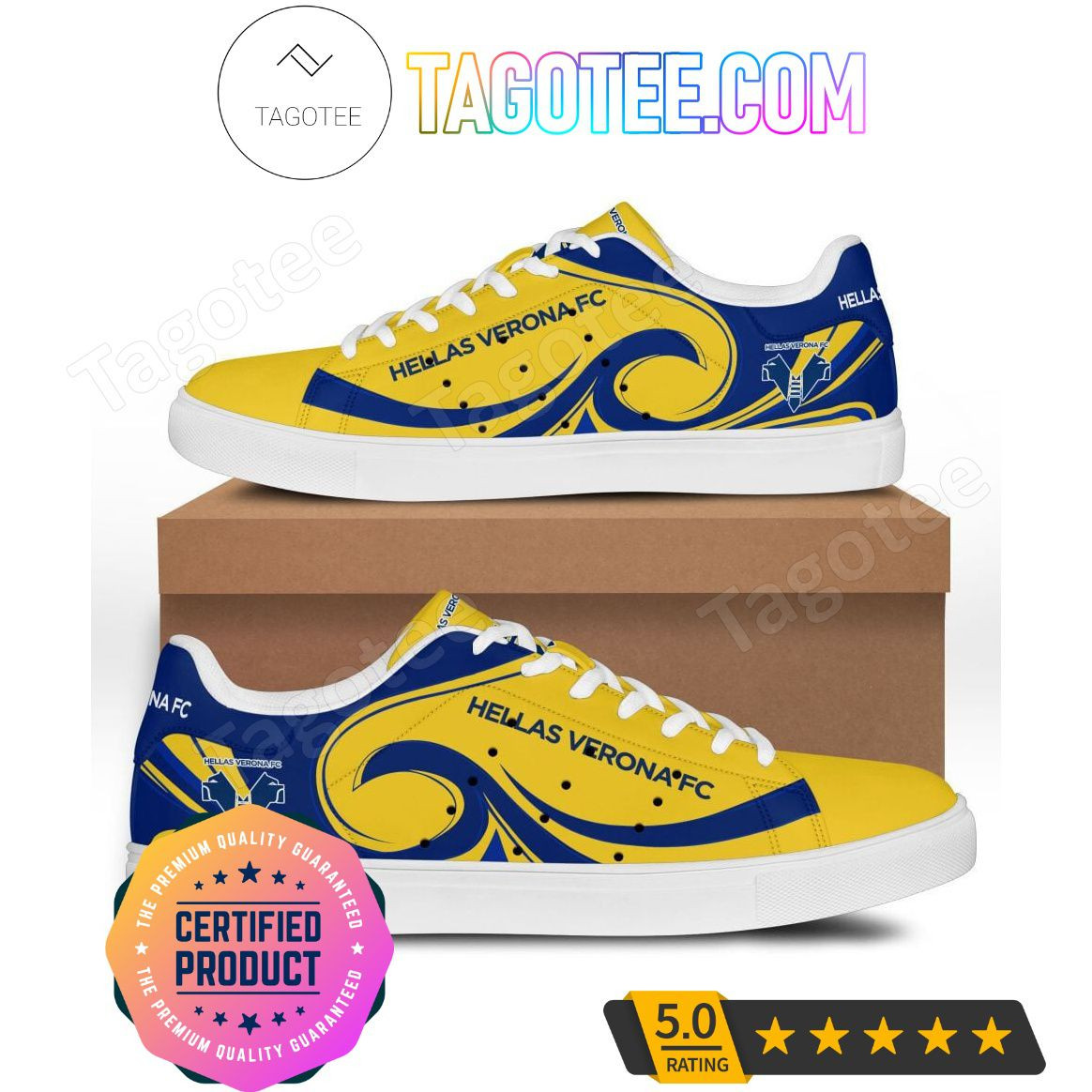 Hellas Verona FC Yellow Blue Style Stan Smith Shoes , Trendy Style Sneakers ST0801