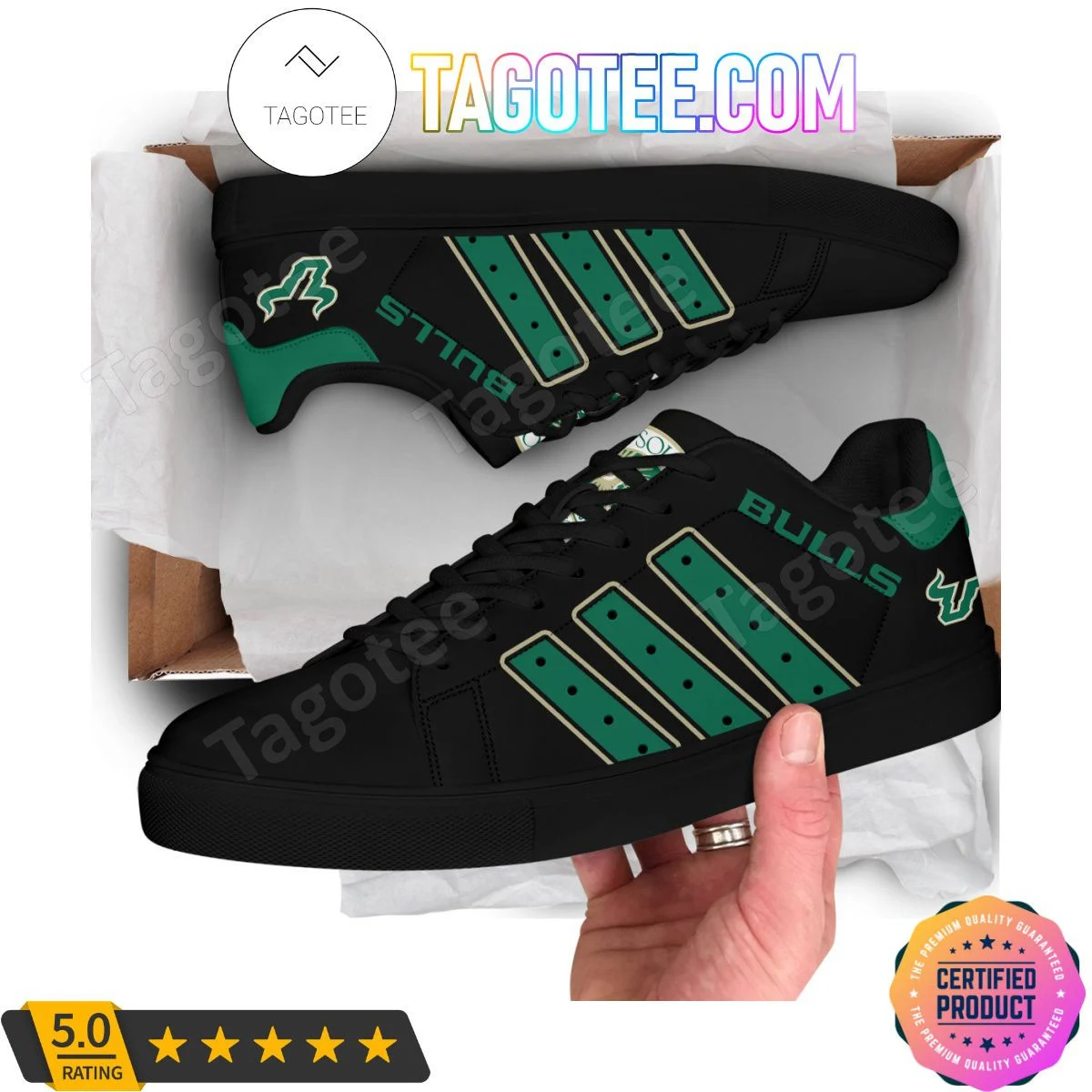 NCAA South Florida Bulls Black Stan Smith Shoes , Trendy Style Sneakers ST0801