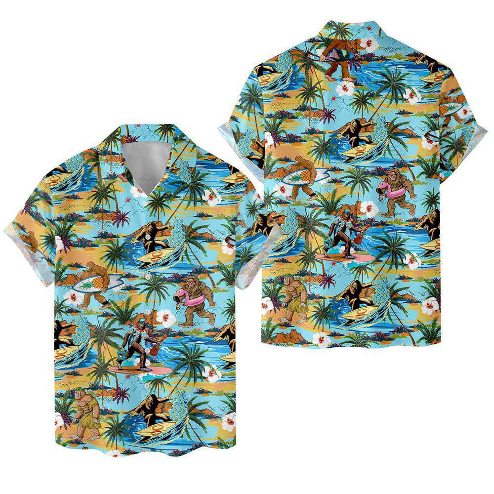 Bigfoot Hawaiian Shirt, Tropical Summer Aloha Casual Shirts, Gift For Men Women HW0601
