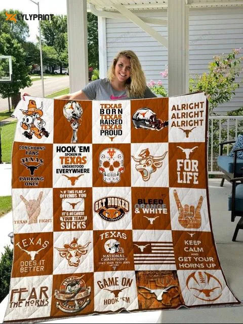 Texas Longhorns Quilt Blanket For Fans Home Decor Gift , Soft Quilt, King Size, All Season Cozy Quilt QB0901