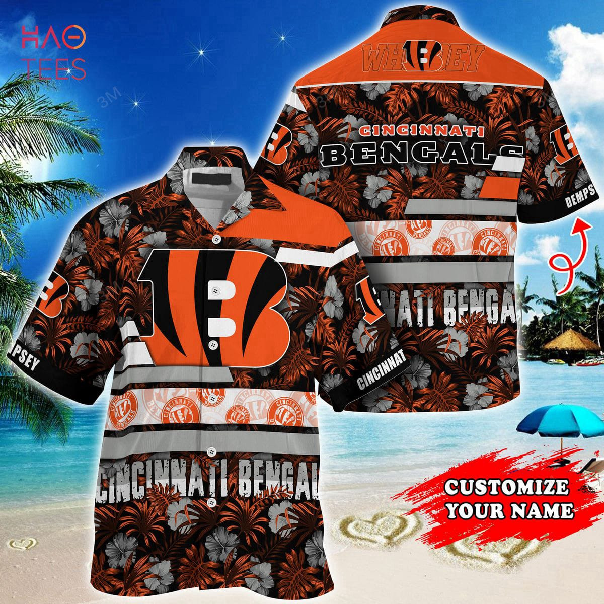 Cincinnati Bengals NFL Hawaiian Shirt Coconuts Floral Summer 2023 Button T-Shirt HW0601