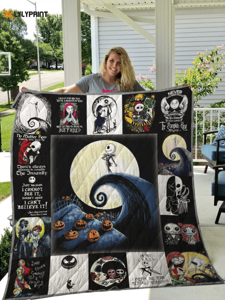 Jack Skellington Quilt Blanket For Fans Home Decor Gift ,  Soft Quilt, King Size, All Season Cozy Quilt QB0901