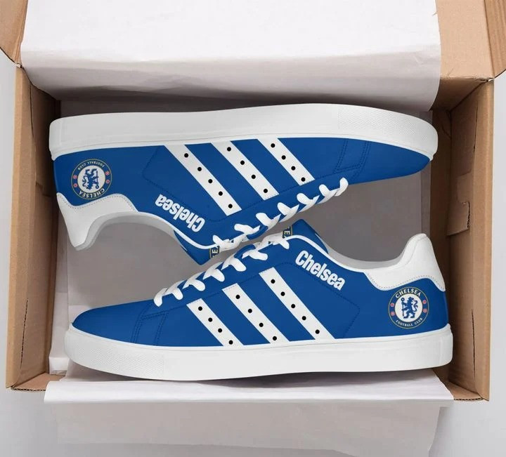 Chelsea FC Blue White Stan Smith Shoes for Ladies Men, Trendy Style Sneakers ST0801